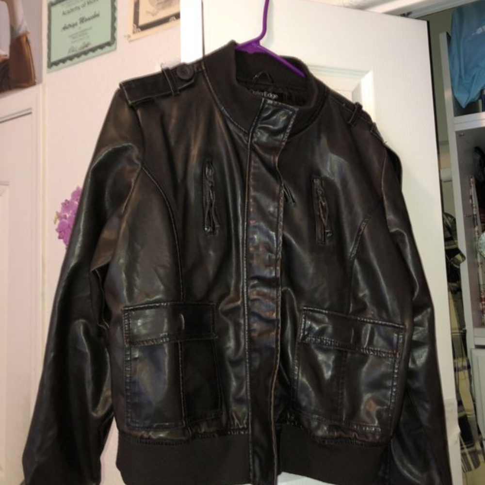 Brown Leather/Bomber Jacket